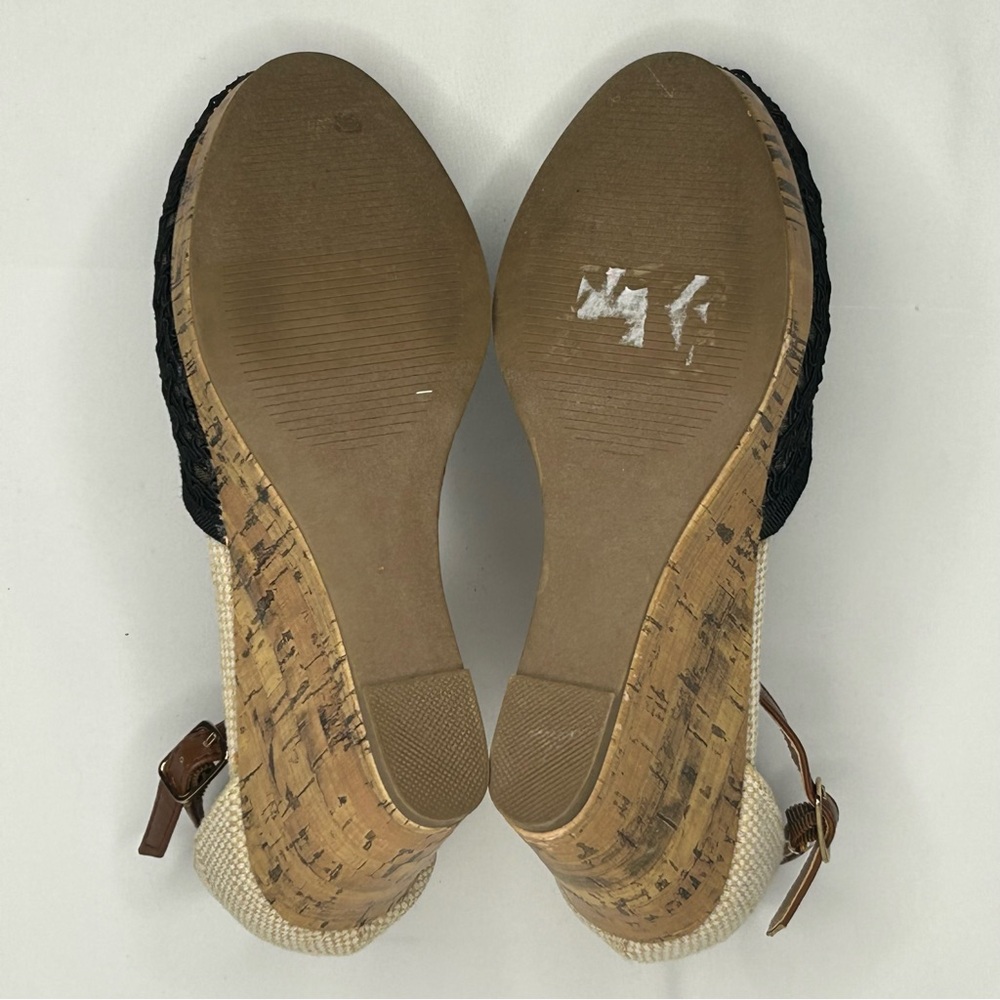 Apt. 9 Jacques ankle strap black cork wedge sandal, 6 - Picture 10 of 12